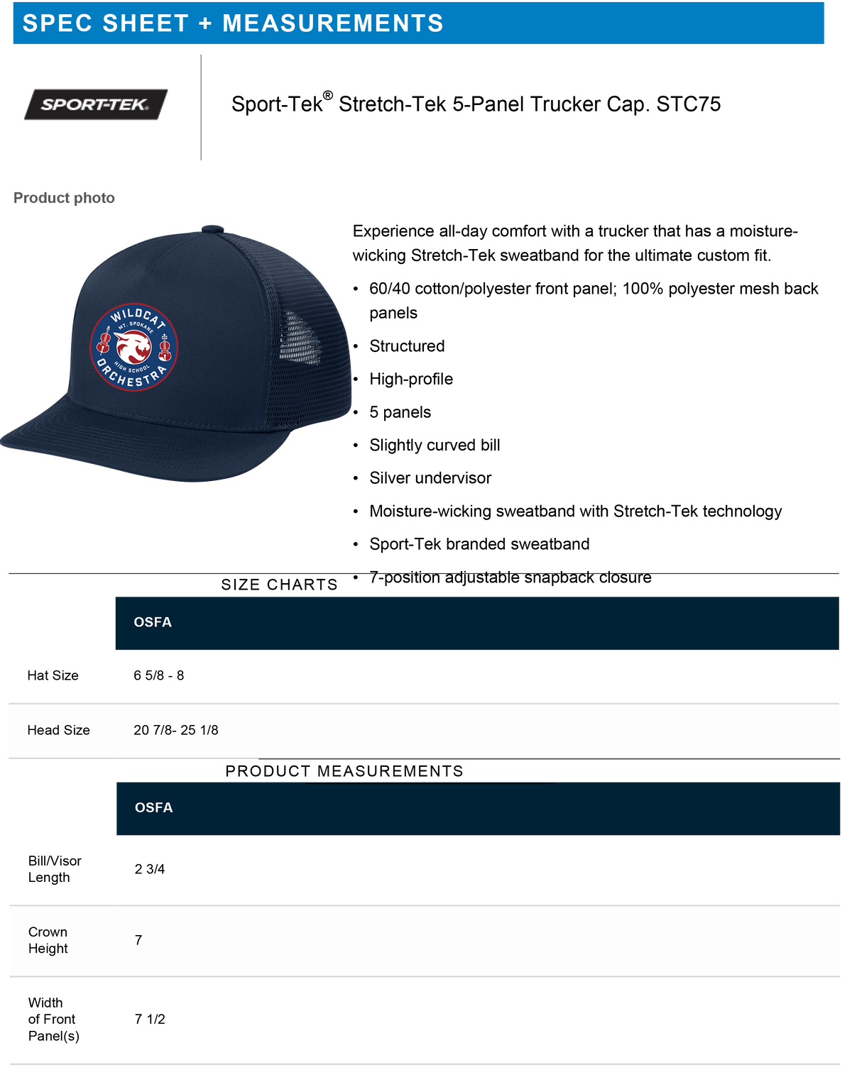 MSHS Orchestra Stretch-Tek 5-Panel Trucker Cap